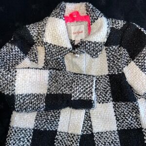 Cat & Jack Girls 6X Buffalo‎ Tweed Coat Checkered Black White Jacket